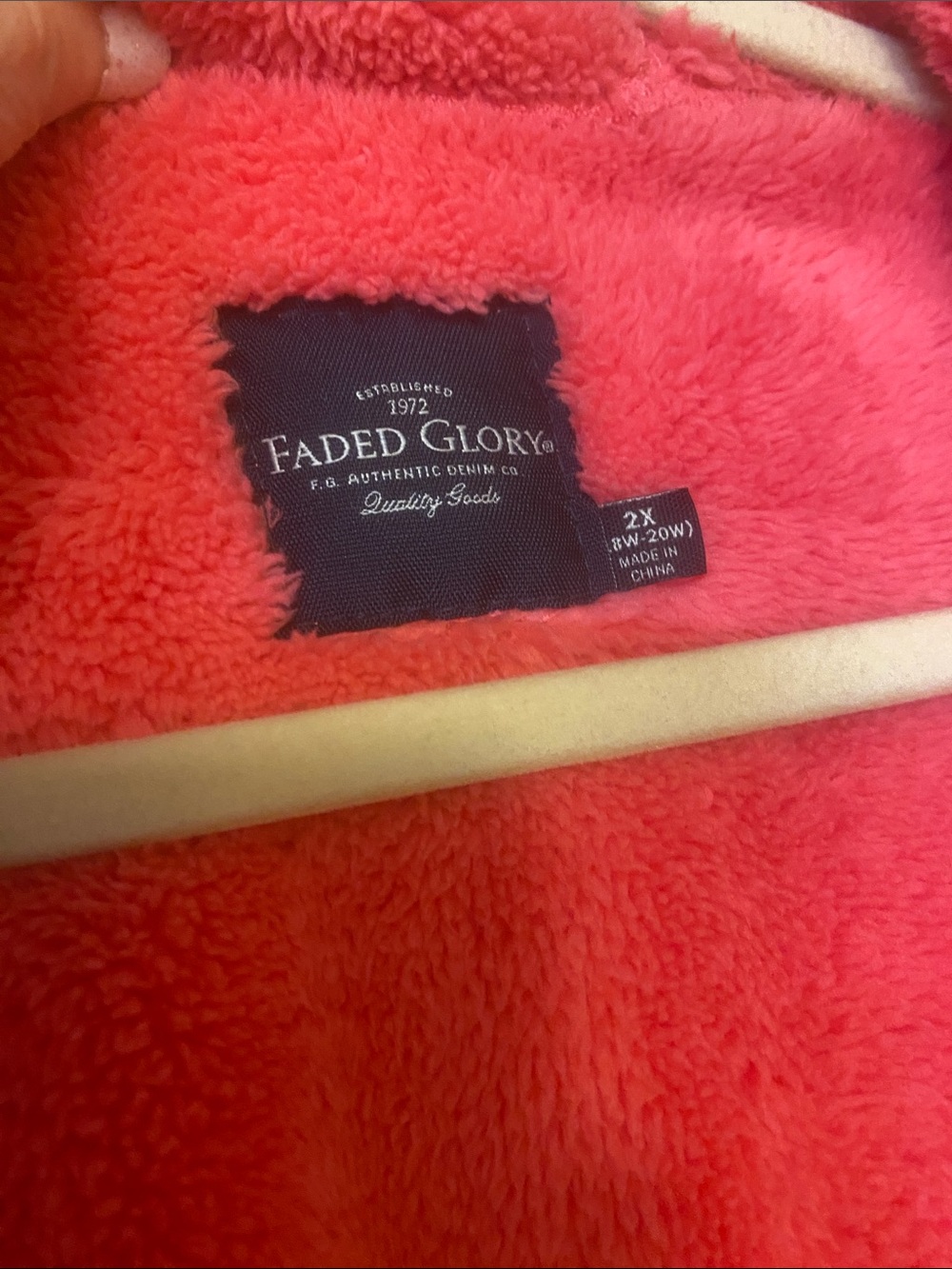 Faded Glory Coral Pink Plush Fleece Jacket - Picture 2 of 2